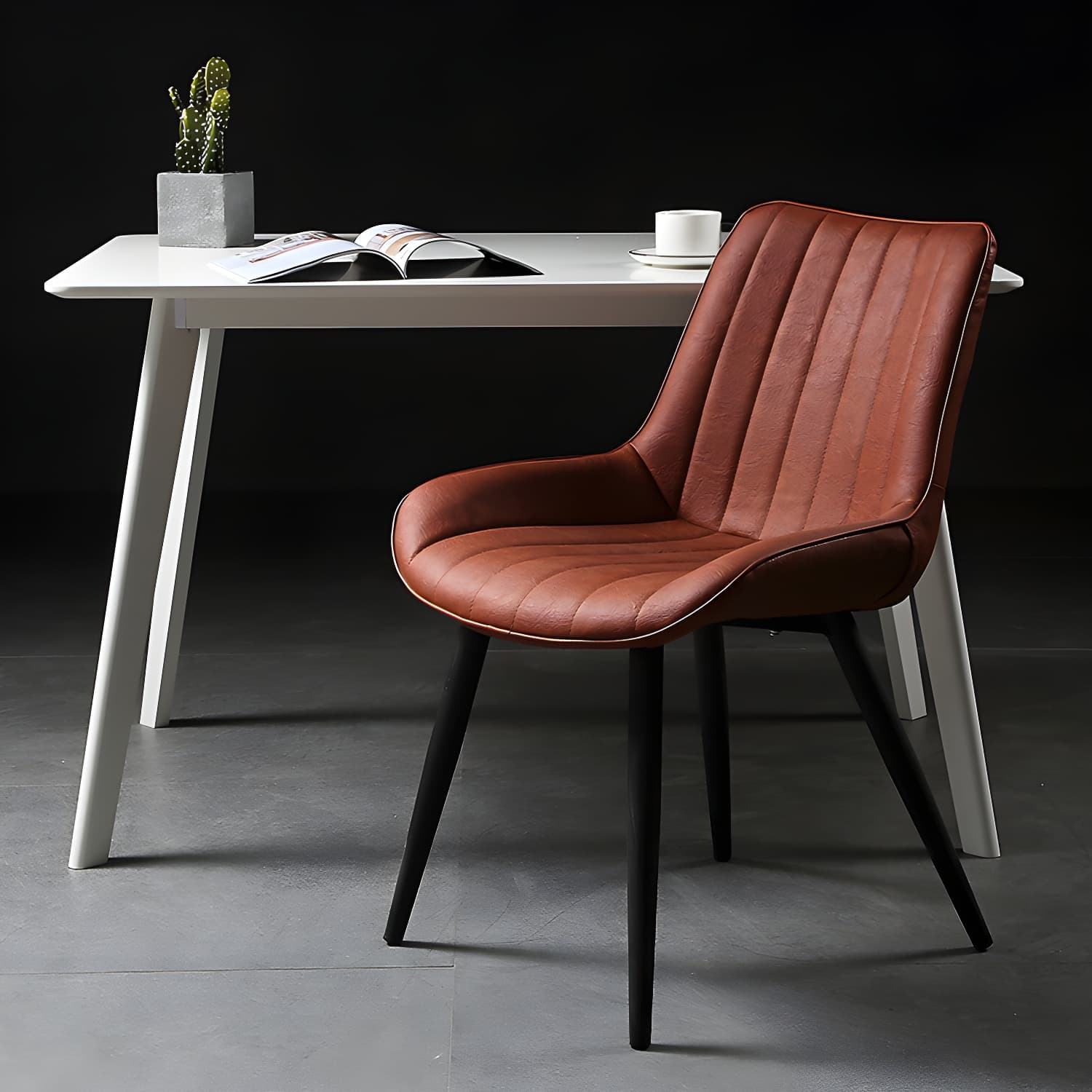 Modern Design Faux Leather Side Chair with 4 Metal Black Finish Legs Solid Back Armless Chair - image 22