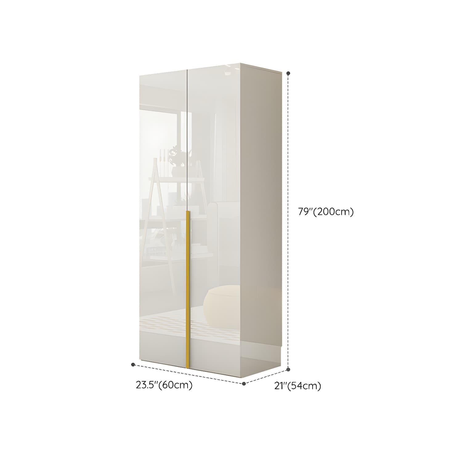 White Modern Style Wardrobe Cabinet Engineered Wood with Garment Rod - image 11