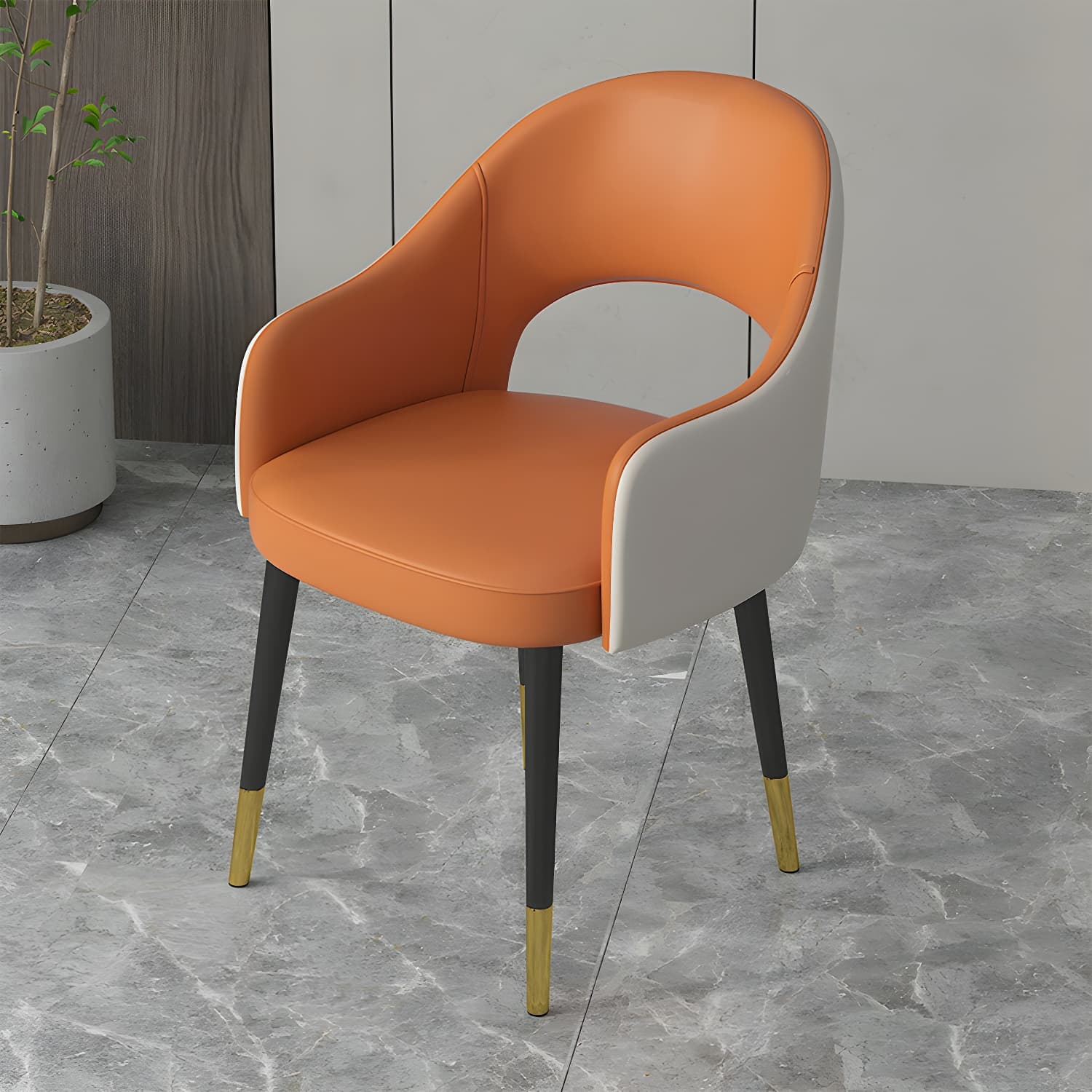 Contemporary Leather Dining Room Chairs Open Back Dining Side Chair for Home Use - image 5