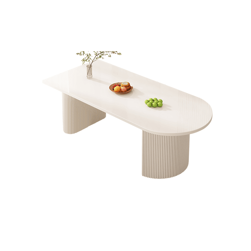 Chalk Art Deco Dining Table with Slate Stone Top, Standard Height, Fixed Table for Seats 4/6 People