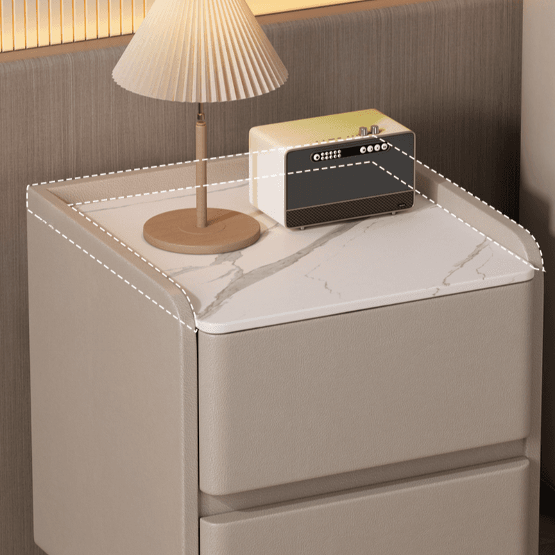 Modern Simple Style Bedside Cabinet Nightstand with 2 Drawers and Stone Countertop - image 11