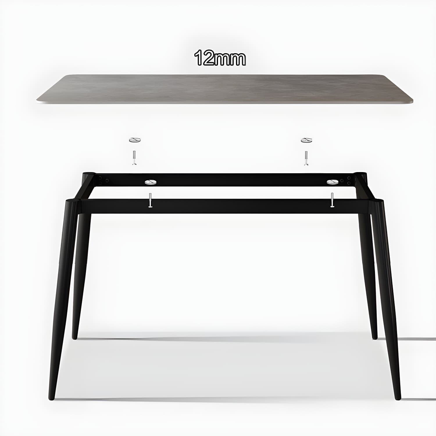 Sleek Rectangle Stone Dining Table with Black Steel Legs, Scratch Resistant - image 10