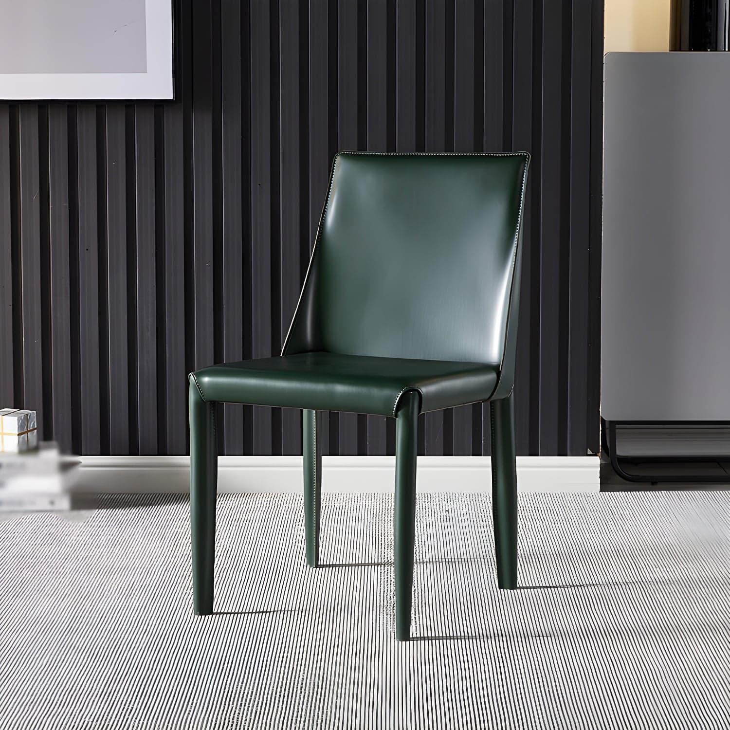 Designer Style Restaurant Saddle Leather Side Chair Matte Finish Parsons Dining Chair - image 3