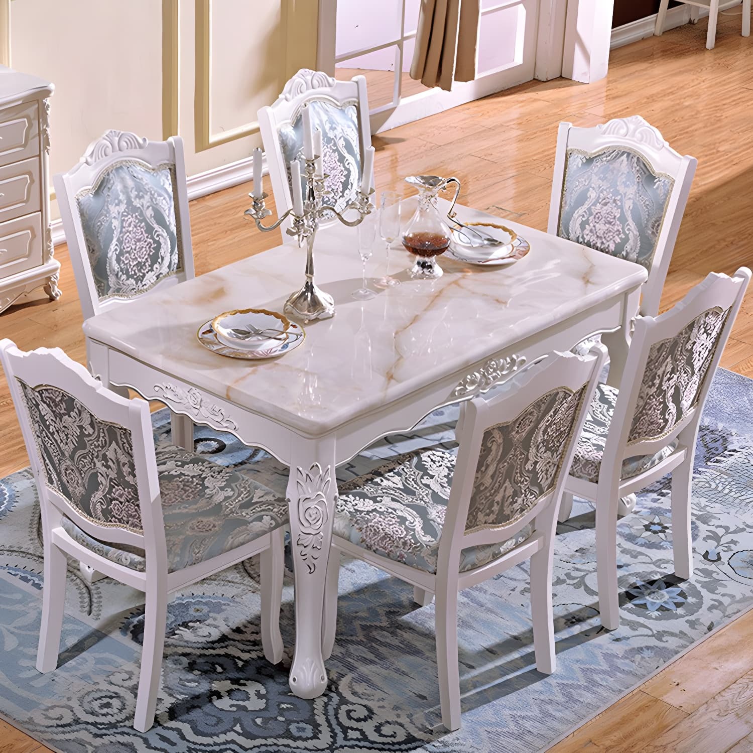 Victorian Style Wood Dining Set - Solid Wood Construction with Warranty - 5-Piece Set - image 9