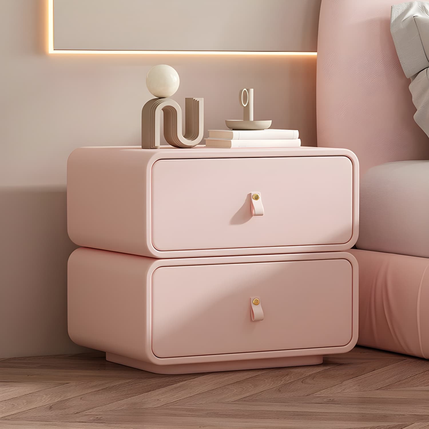Modern Wood Drawer Storage Nightstand with 2 Drawers - Small Size - image 10