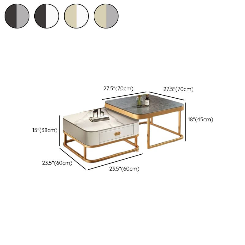 Square Double Nesting Accent Table with Framework Base for Home - image 18