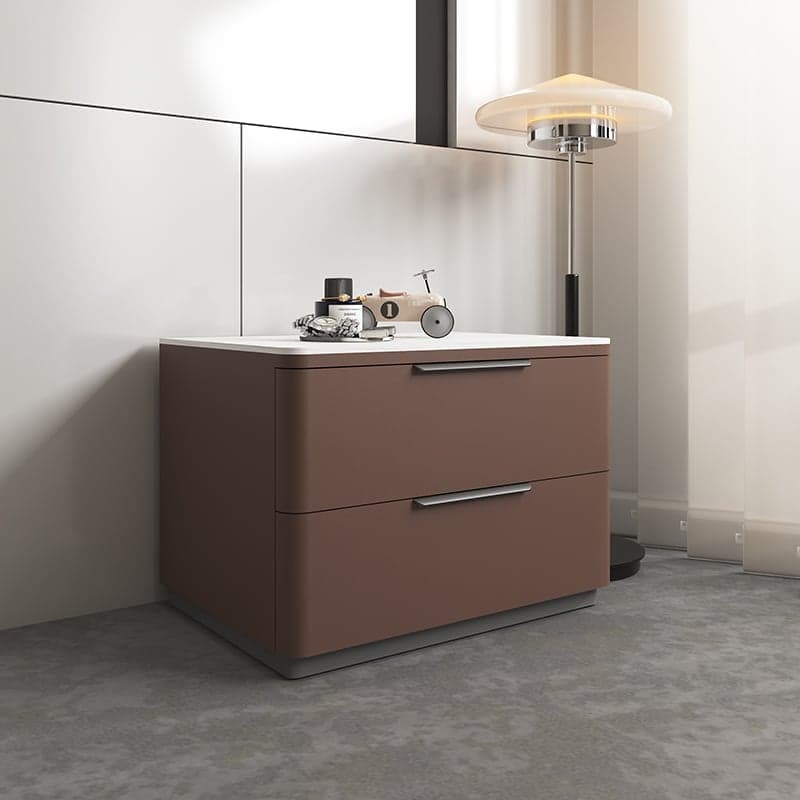Modish 2 Tiers Stone Drawer Storage Bedside Table - image 4