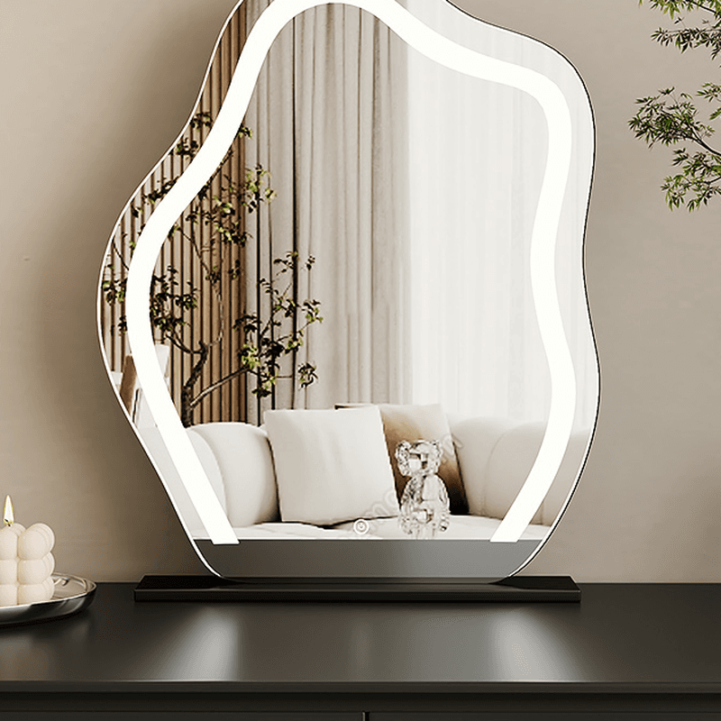 Modish Large Vanity Set with Laminate Table Top, White Chair, 8 Drawers, Light Up Mirror - image 7