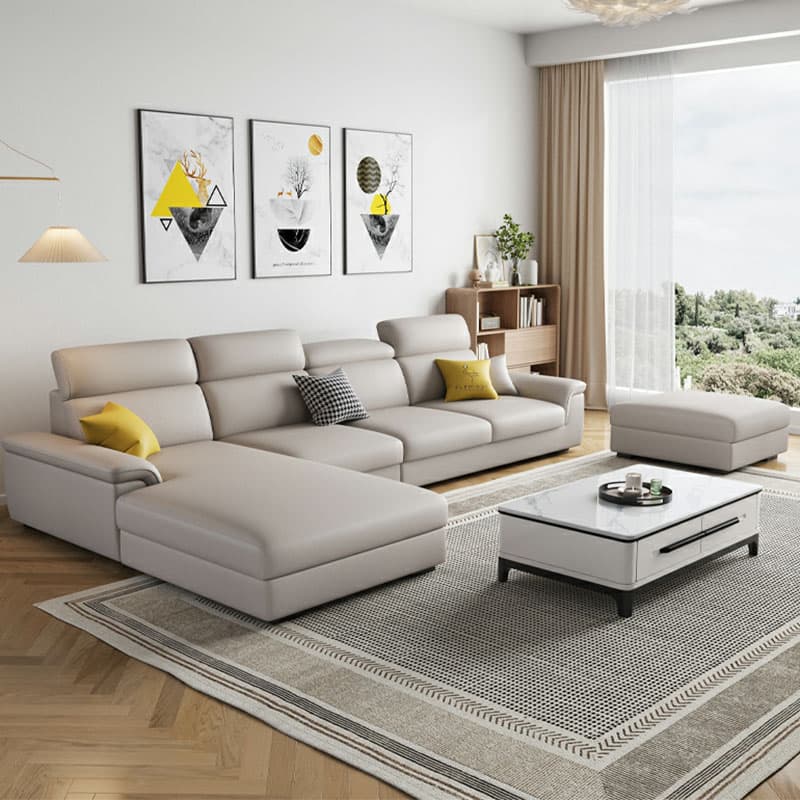 5-Seater Modish Left L-Shape Sofa Chaise with Natural Wood Frame - image 8