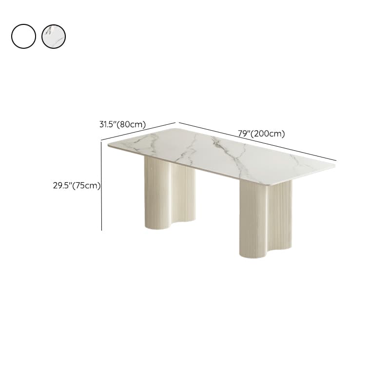 White Modern Stone Top Kitchen Dining Table with Metal Base for Home - image 26