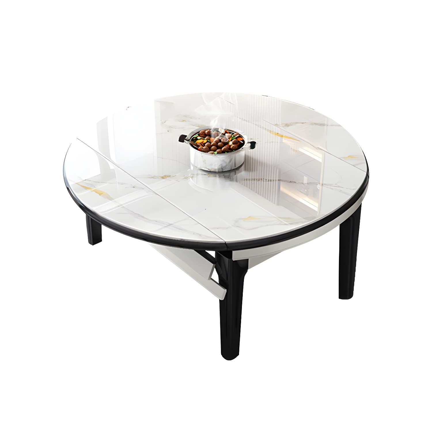 Modern Style Stone Furniture 7 Pcs Round Shape Dinette Table with Dining Chairs - image 5