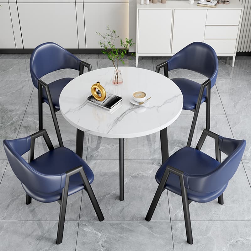 Dining Table Set with Rounded Shape and Padded Chair Back, Featuring Armrest and White Separable Table Top - image 13