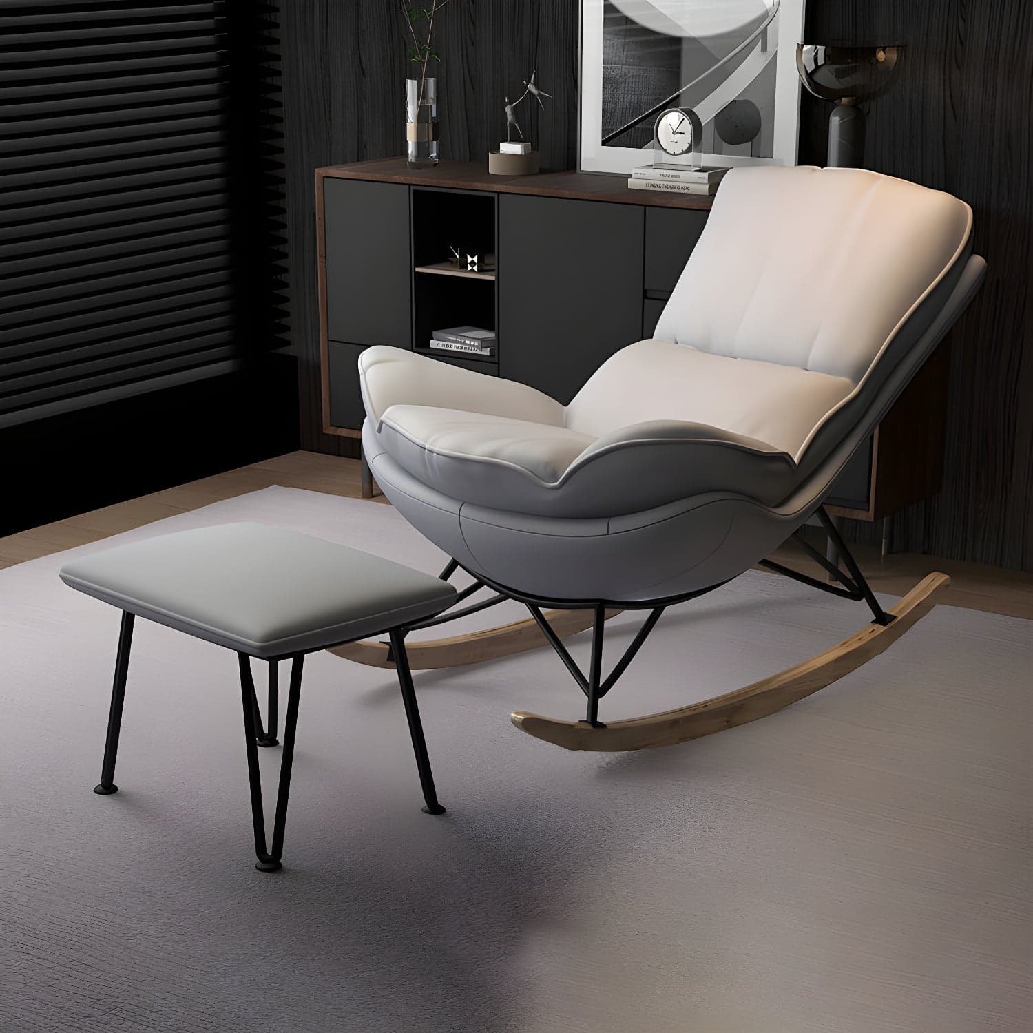 Modern Tufted Cushions Glider Spindle Children Glider with Ottoman - image 10