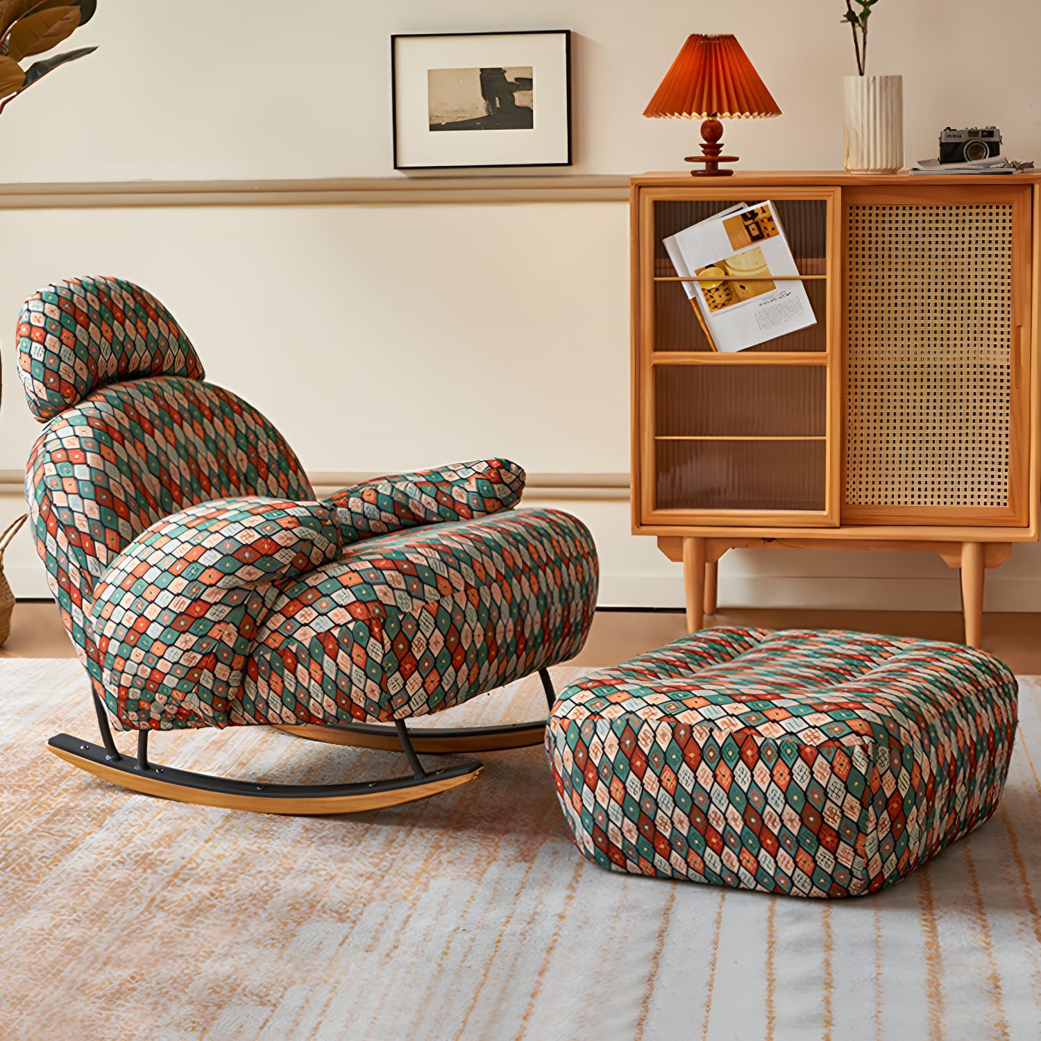 Spindle Living Room Contemporary Reclining Upholstered Rocking Accent Chair - image 6