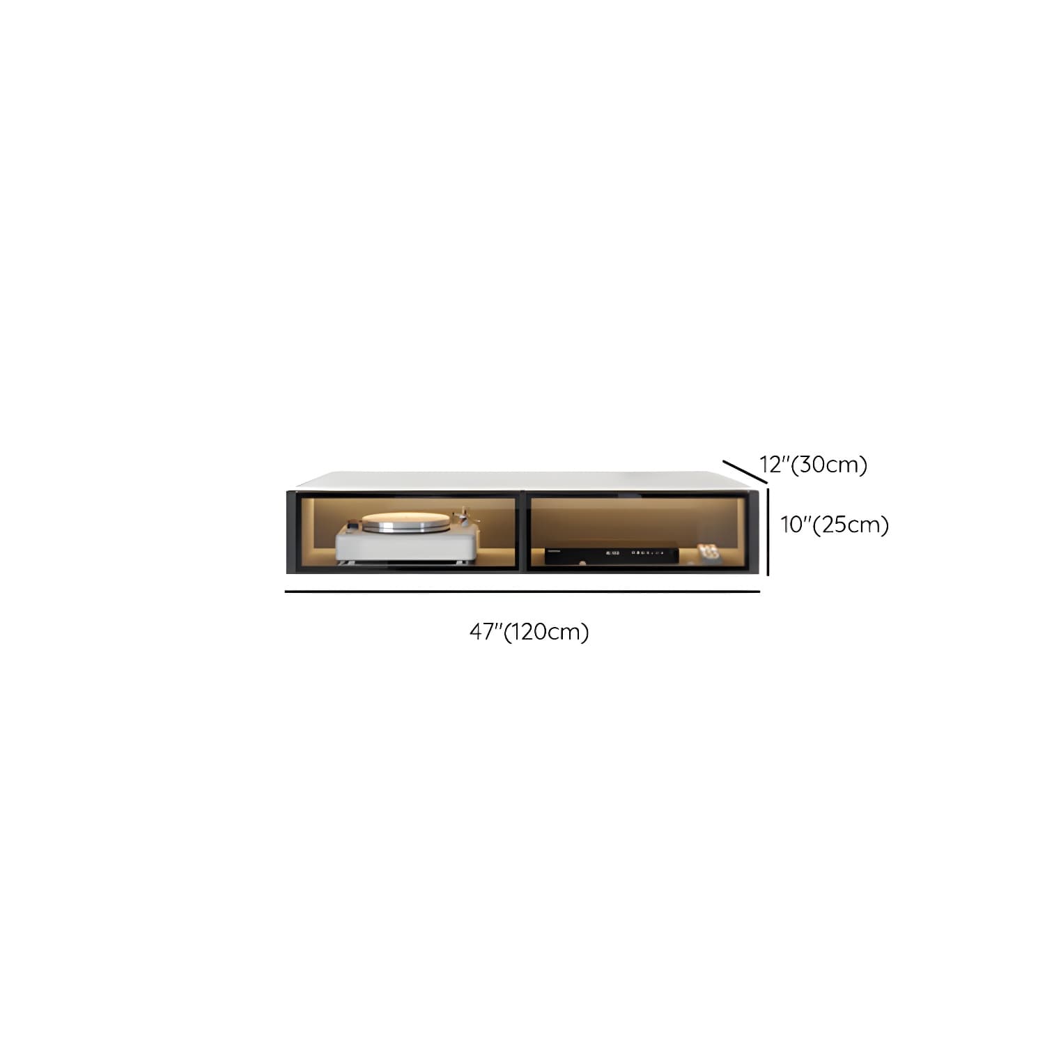 Modern Wall-mounted TV Media Stand Slate Top Wood Frame with Storage - image 18