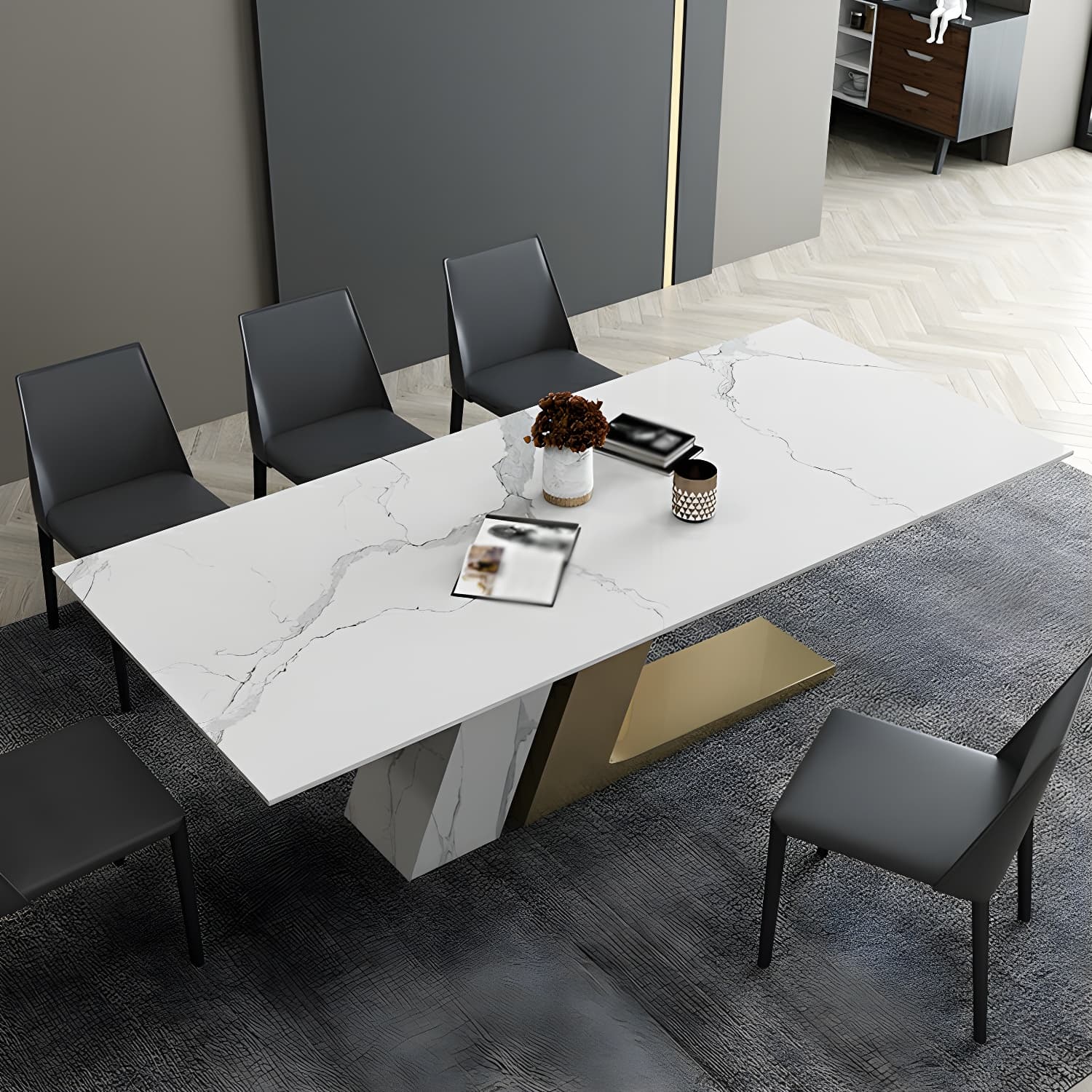 Contemporary 1/2/3/4/5/6/7 Pieces Dining Set Rectangle Dining Table Set