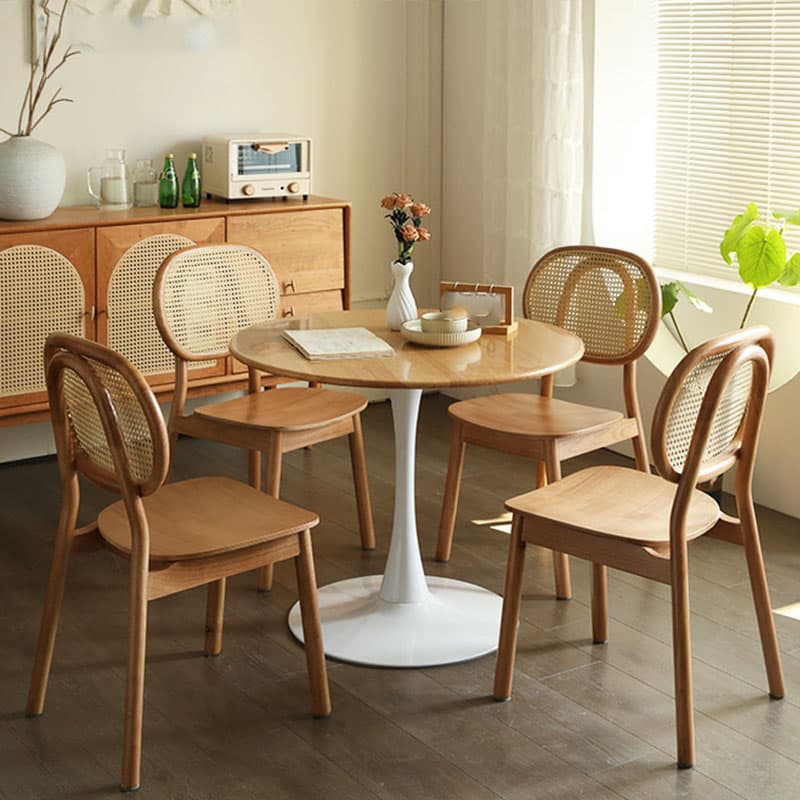 Modern Round Fixed Table Rubber Solid Wood Standard Height Dining Table for Seats 2 - image 6
