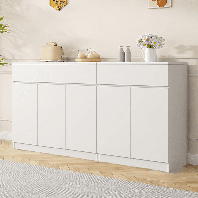 Modish Rectangle Timber Chalk Accent Cabinet with Cupboard & Storage Drawer