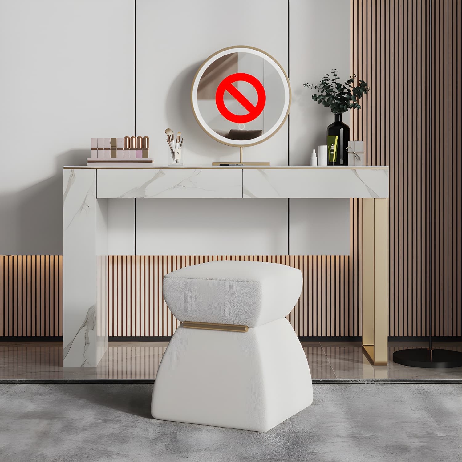 Two Piece Luxurious Vanity Set Stainless Steel and Stone Dresser - image 4