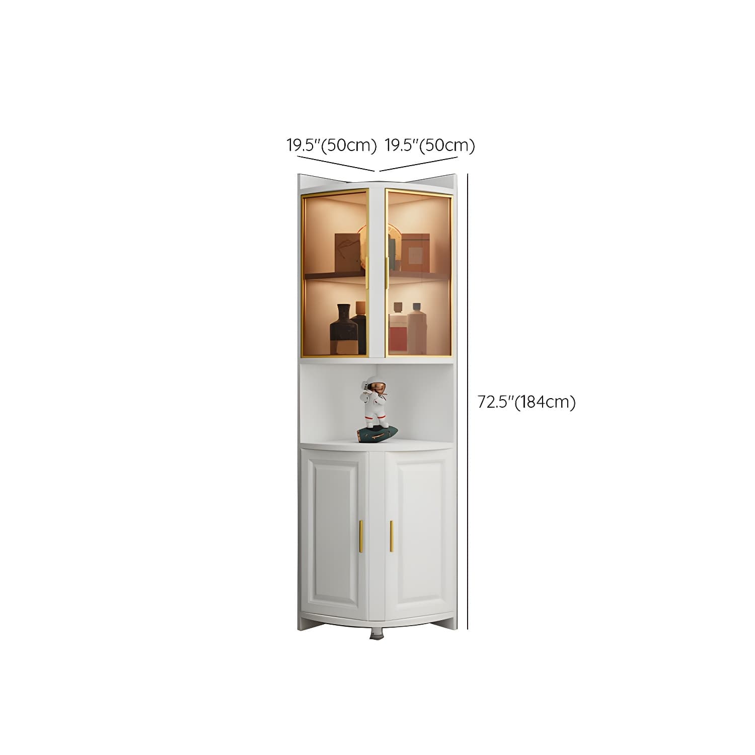 Modern White Corner Accent Cabinet with Glass Doors and Cabinets Included - image 18