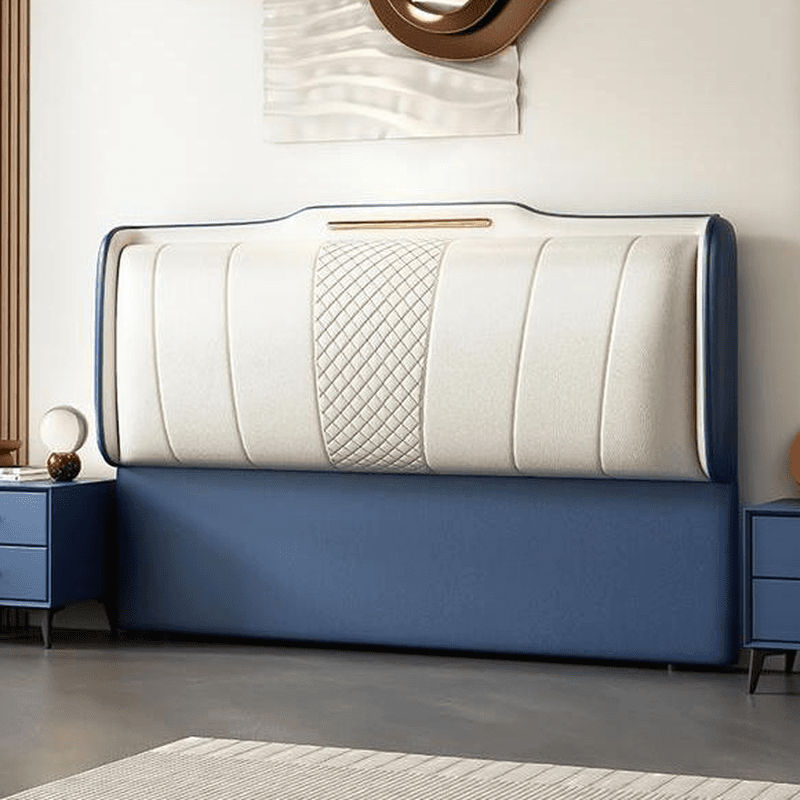 Art Deco Style Panel Headboard in Pine Wood with No Distressing, Rectangle Shape for Queen/Full/Twin XL Bed, Featuring Sponge Upholstery and Standard Height