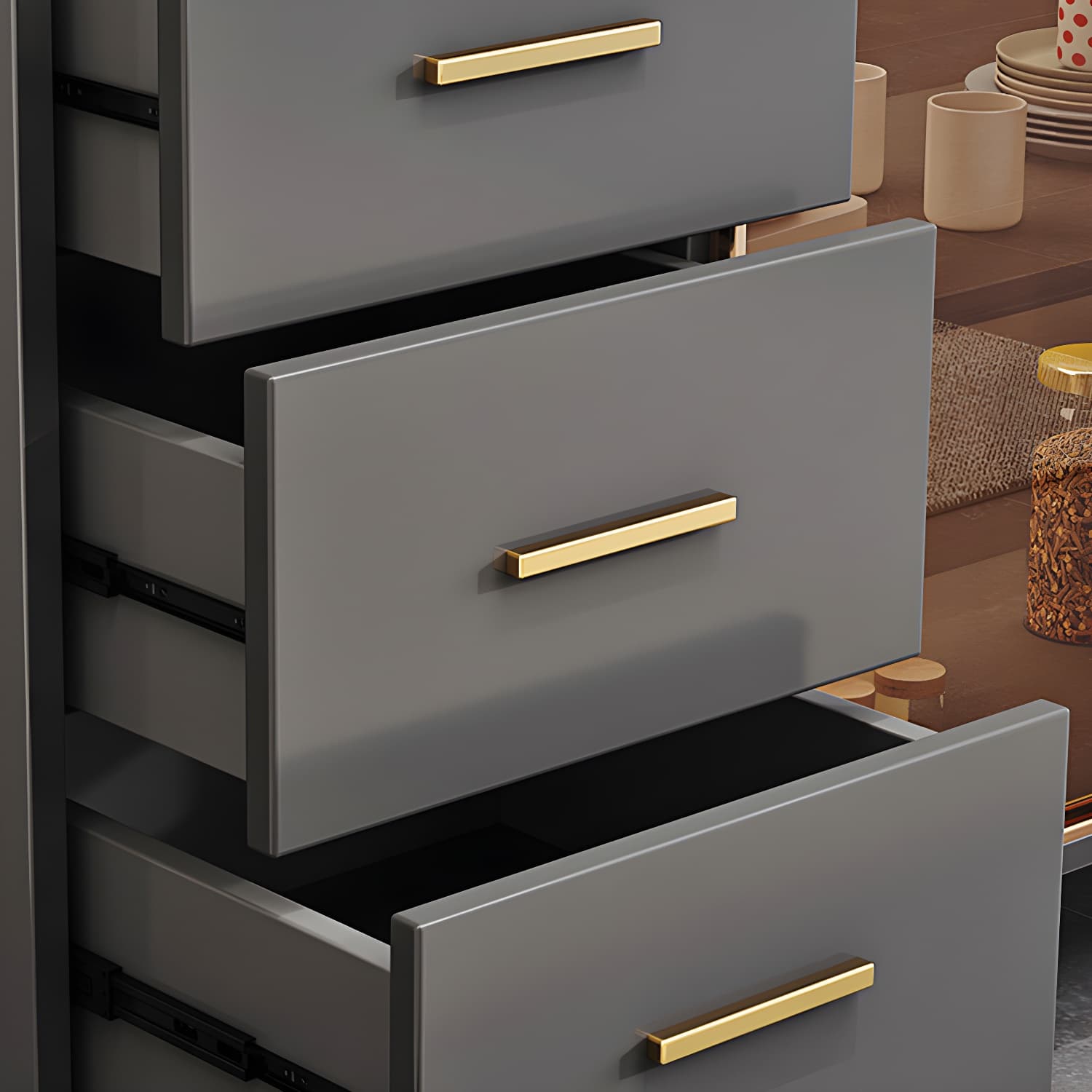 Wood Buffet Table Glam Style Side Board with Cabinets and Drawers - image 8