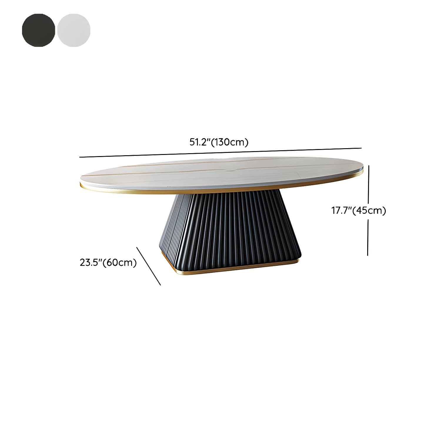 Glam Single Coffee Table Oval Pedestal Coffee Cocktail Table - image 27
