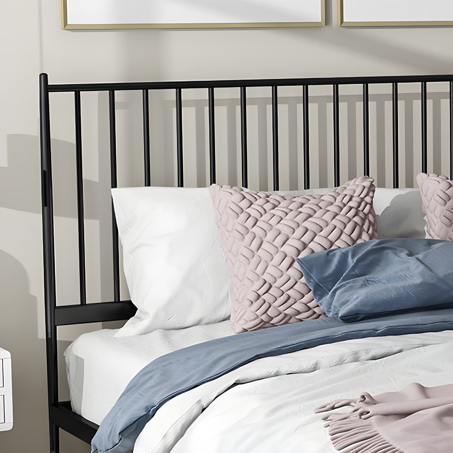 Contemporary Iron Open Frame Bed with Spindle Headboard for Bedroom - image 8