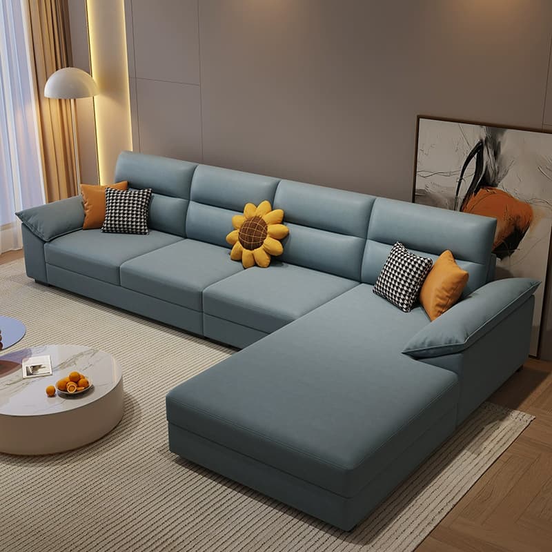 Scandinavian Wood Seats 4 Large (Over 109 in.) Pillow Top Arm Sofa Chaise - image 15
