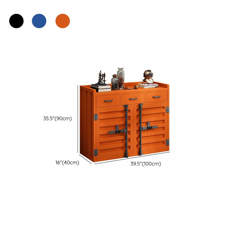 Metal Industrial Sideboard Credenza with Cabinet, Drawers, and Shelves - 40cm Width, 90cm Height - image 13