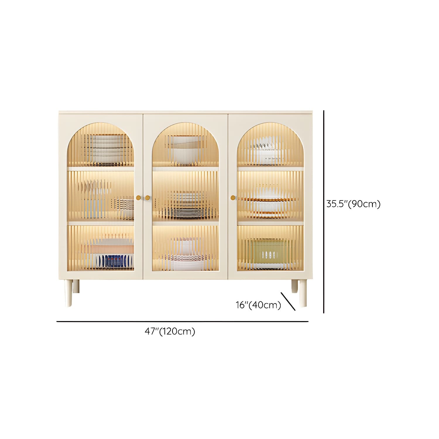 Modern White Engineered Wood Shelves Included Sideboard with Cabinets and Doors - image 13