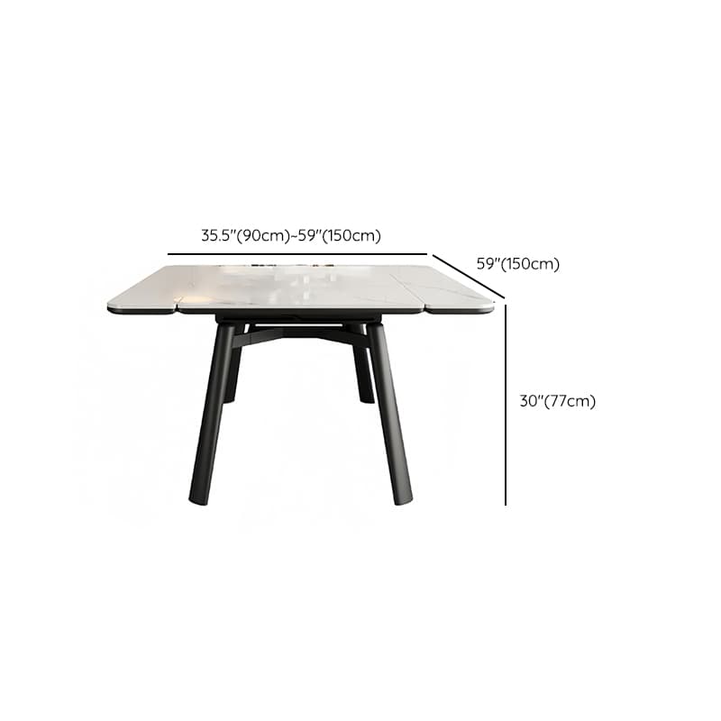 Rectangular Slate Stone Dining Table Set with 4 Legs, Padded Chair with Back, 7 Piece Set in White - image 9
