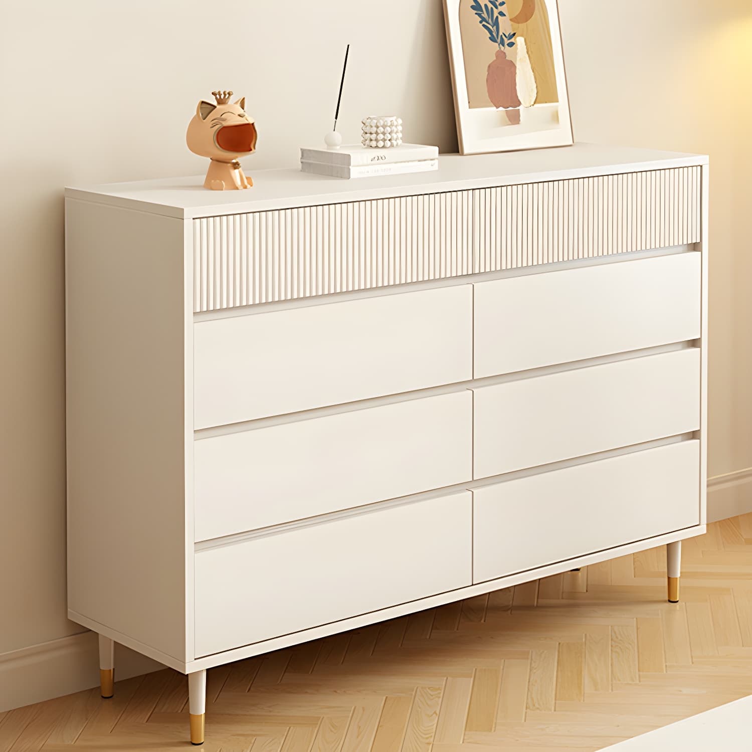Stylish Wood Double Dresser with Soft Close Drawers - Organize Your Bedroom in Style