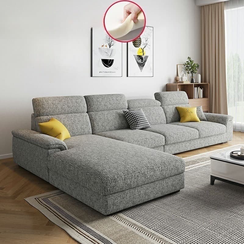 5-Seater Modish Left L-Shape Sofa Chaise with Natural Wood Frame - image 6