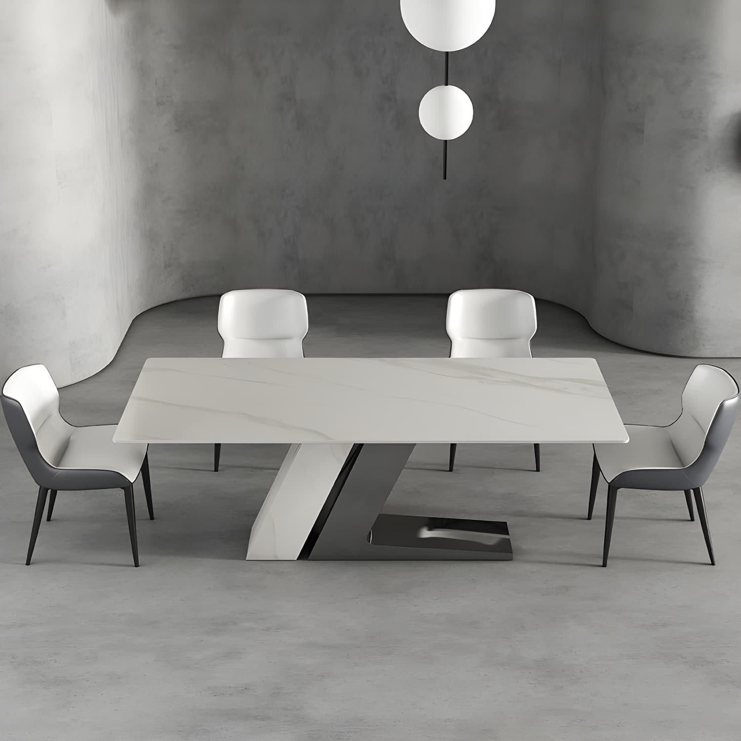 Modern White Stone Top Dinette Table Set 1/4/5/7 Pieces Dining Set with Padded Chairs - image 3