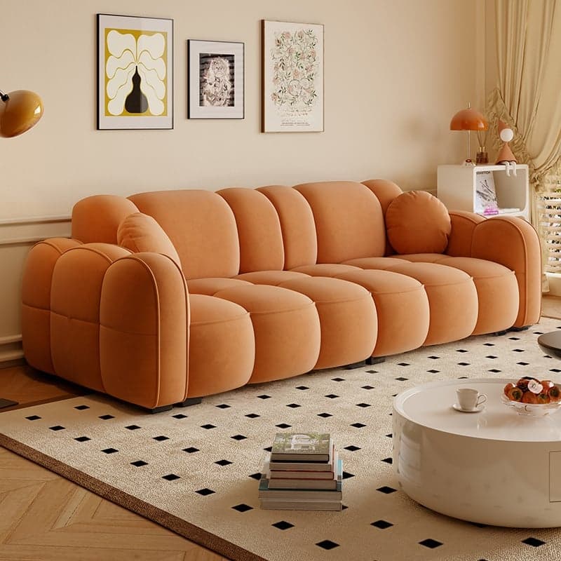 Modern Solid Color Tear Resistant Standard Sofa in Dark Grey/Light Brown/Ivory, 4-seater/3-seater with 2 Pillows - image 10
