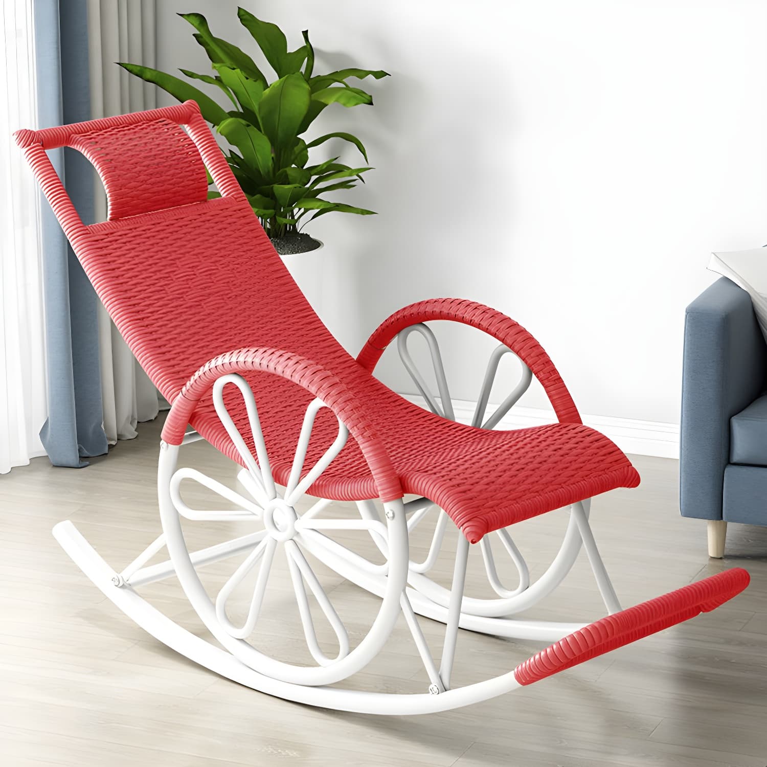 Modern Rattan Rocking Chair Woven Rope Rocker Chair for Drawing Room - image 4