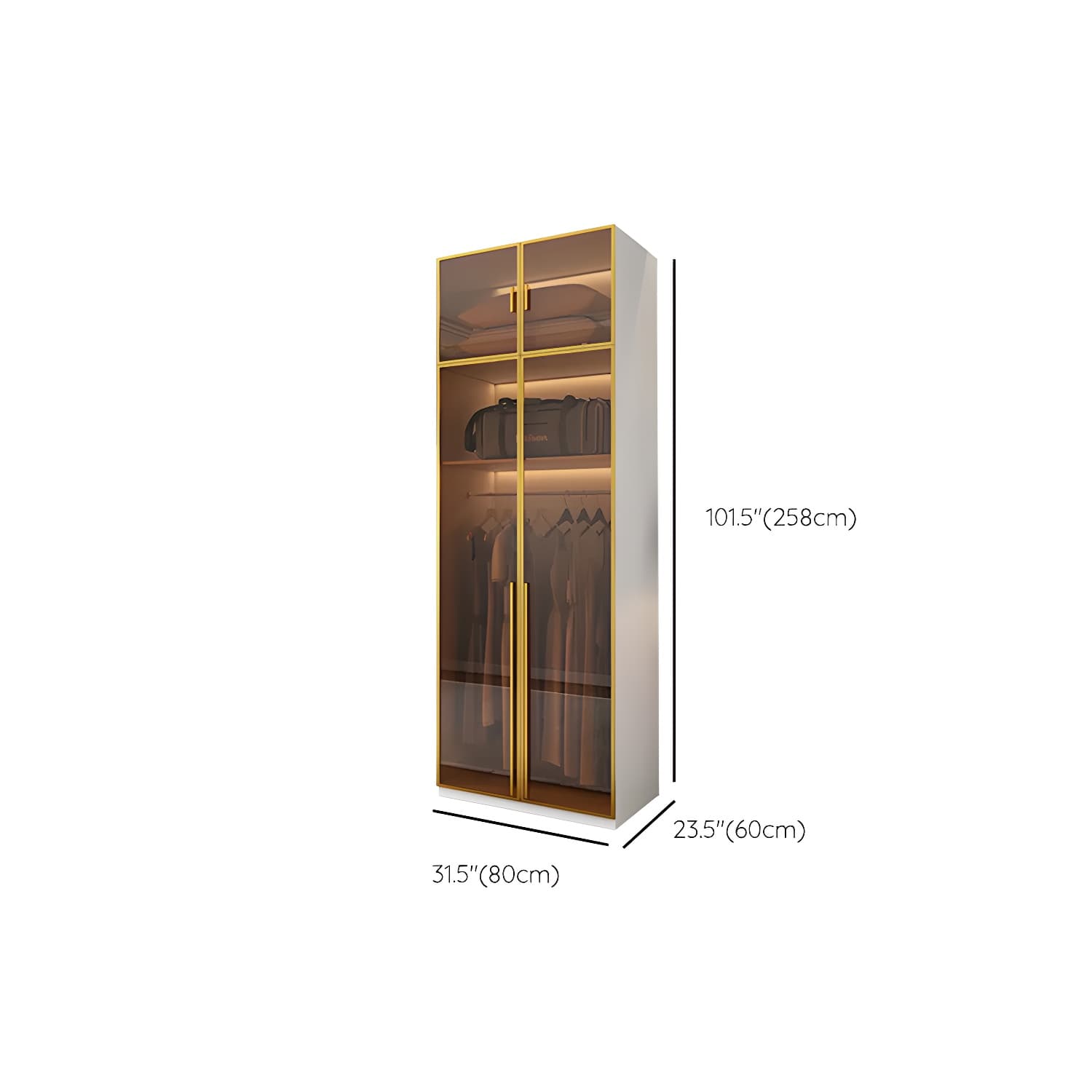 Modern White Wood Frame Wardrobe Armoire Freestanding Wardrobe with Soft Close Drawers - image 21