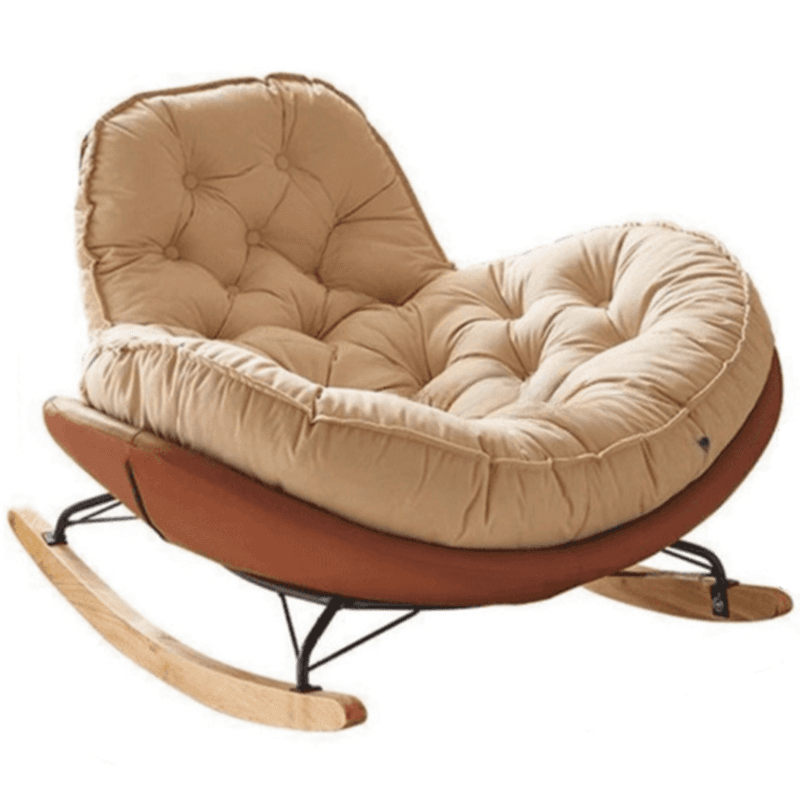 Modish Rocking Couch Chair with Spindle Back, Flannel Upholstery, Padded Design, Rear Support, and Stationary Base - image 13