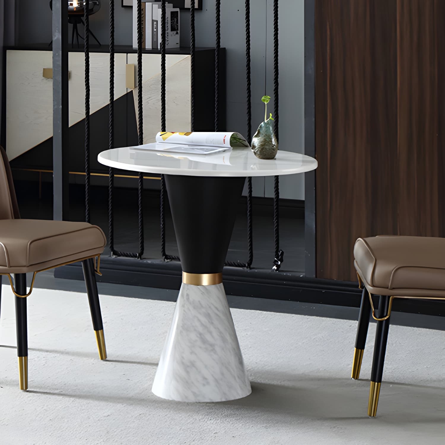 Metal Traditional Luxury Round Table Marble Top Indoor Table with Pedestal - image 19