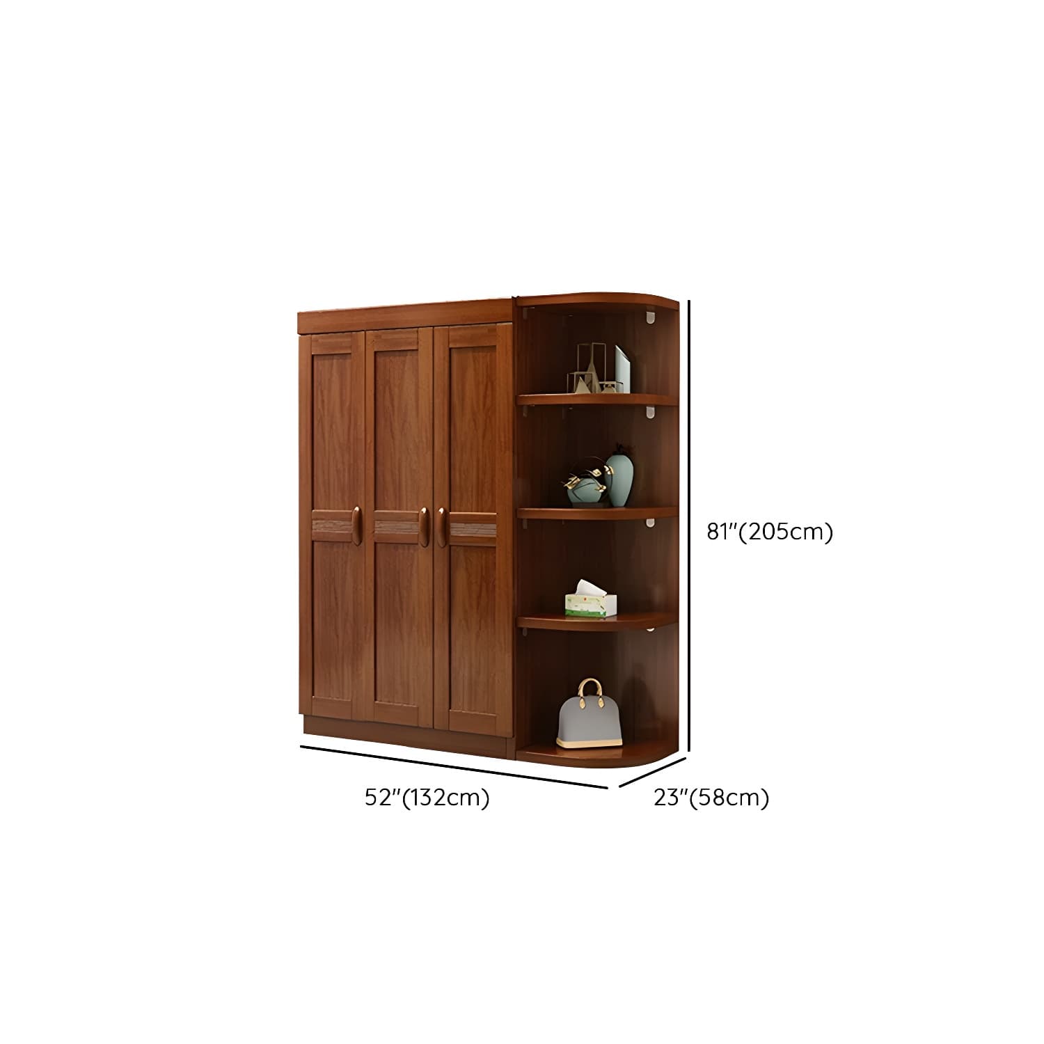 Wood Brown Rustic Wardrobe Armoire with Drawers & Shelves, Walnut Finish - image 19