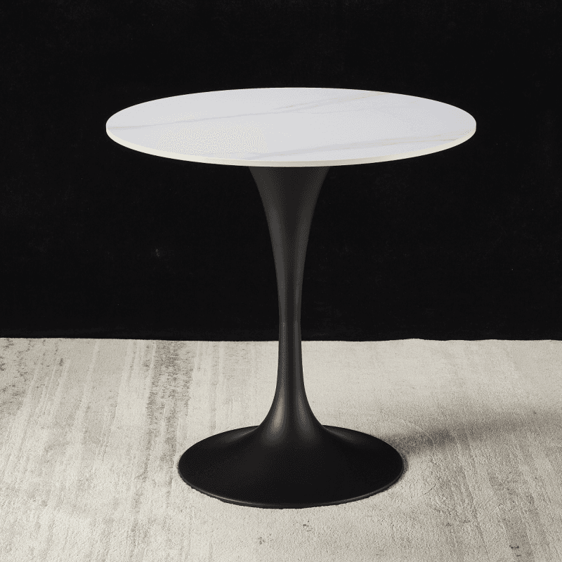 Chalk Circular Stone Art Deco/Glamorous Dining Table for 2, Scratch-immune & Fixed Table