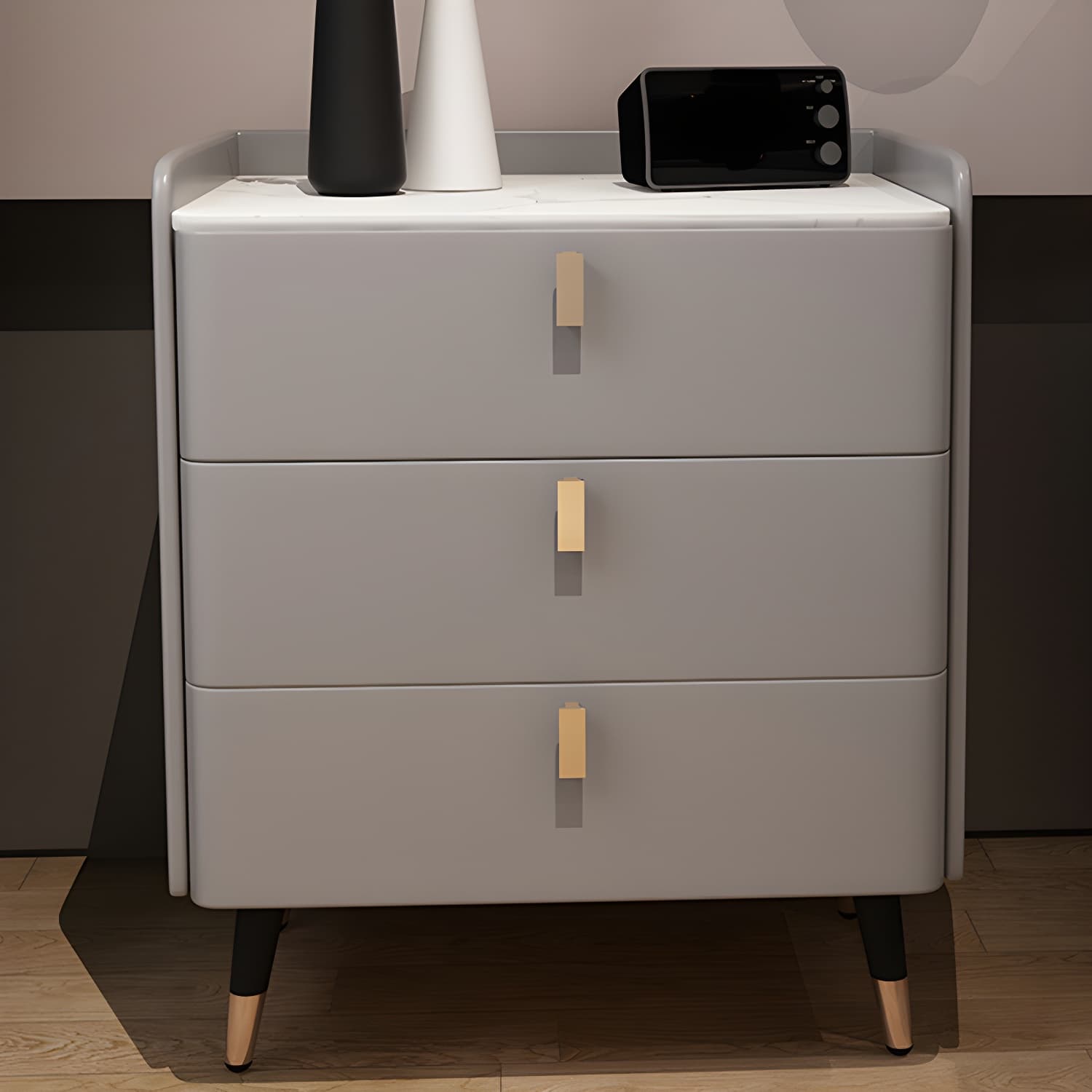 Glam Drawers Included Accent Table Nightstand 22.5" Tall with Legs - image 11