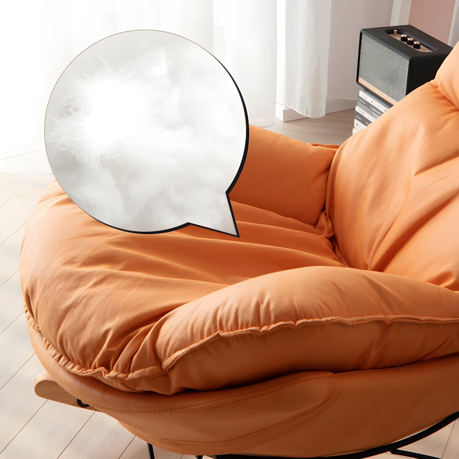 Contemporary Indoor Rocking Chair with Sled Legs and Spindle Back - image 20