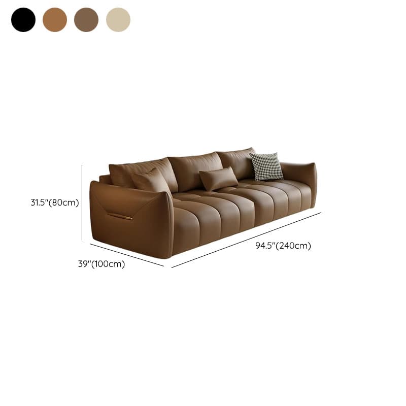 Contemporary Modern Solid Color Standard Sofa in Gray/Amber Color/Off-White for 3 with 3 Pillows - image 18