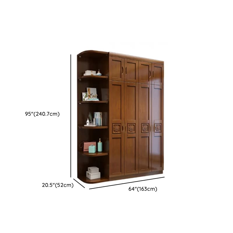 Vintage Sepia Lumber Wardrobe with Soft Close Drawer, Soft Close Door, Interior Shelves, and Hanging Rod - image 9
