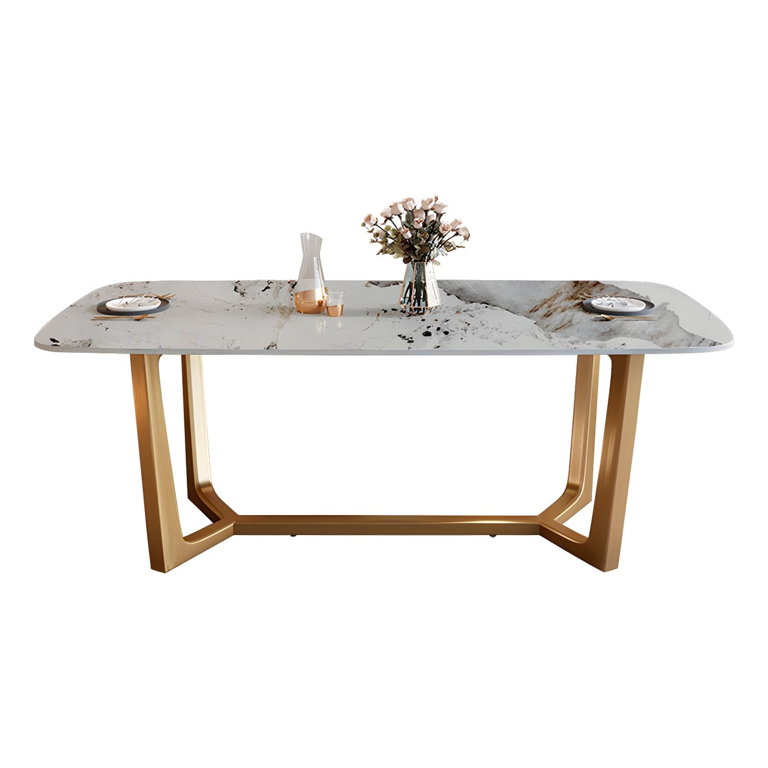 Glam 1/2/7 Pieces Dining Table Set with Sintered Stone Top Stainless Steel Dinette Set - image 5
