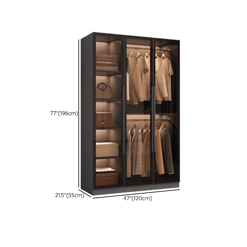 Ink-Colored Manufactured Wood Detached Wardrobe Closet with Soft Close Drawer, Door, Interior Shelves, and Clothing Rod - image 11