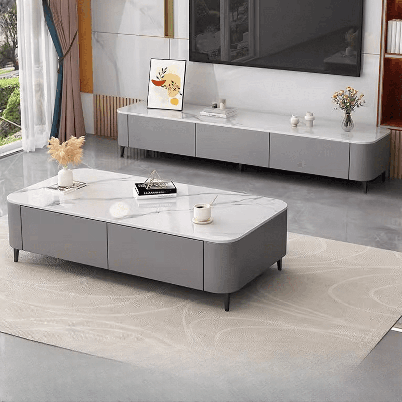 Rectangular Glass TV Stand with 3-Drawer in an Art Deco Style - image 4