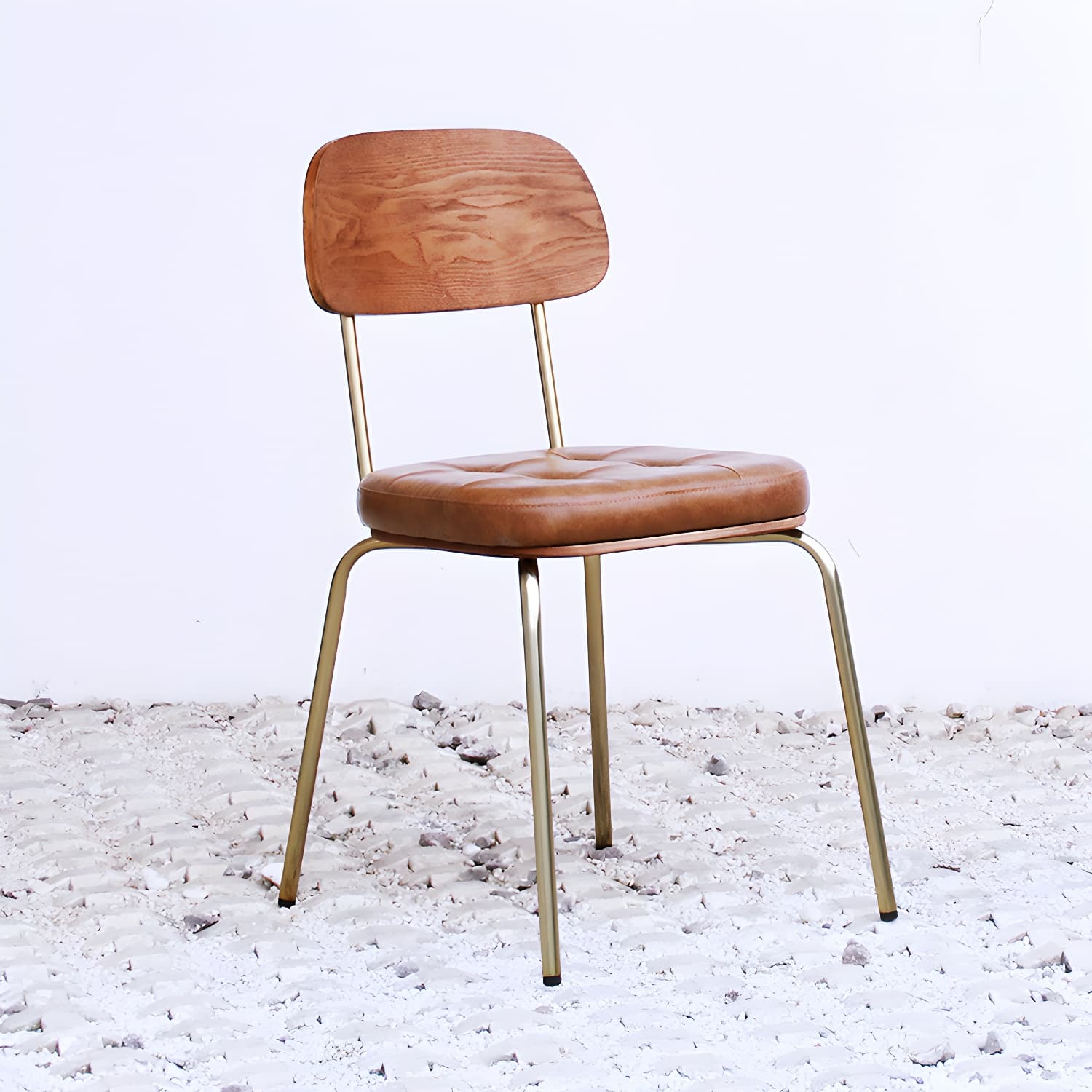 Industrial Style Leather Dining Side Chair Dining Room Open Back Side Chair Set - image 3